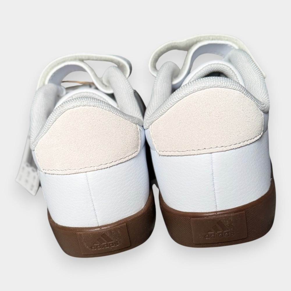 NWB Adidas VL size 3 Court 3.0‎ Kids Shoes White Black Gum Strap - Picture 7 of 13